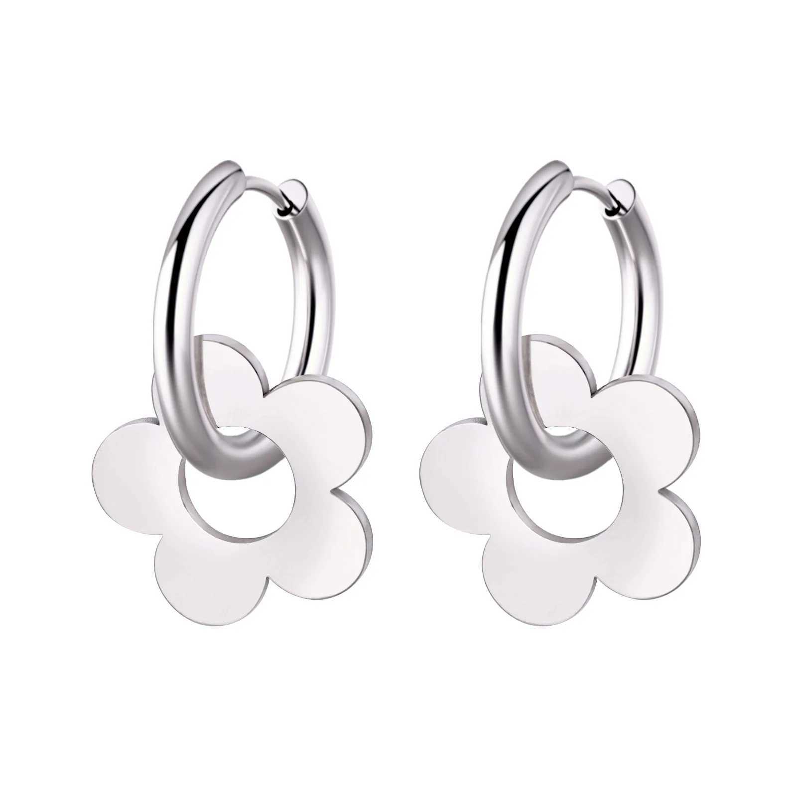 HIPEE Fashion Sunflower Circular Hoop Earrings Simple Removable Stainless Steel Earrings For Girls Birthday Party Jewelry Gift Y250510