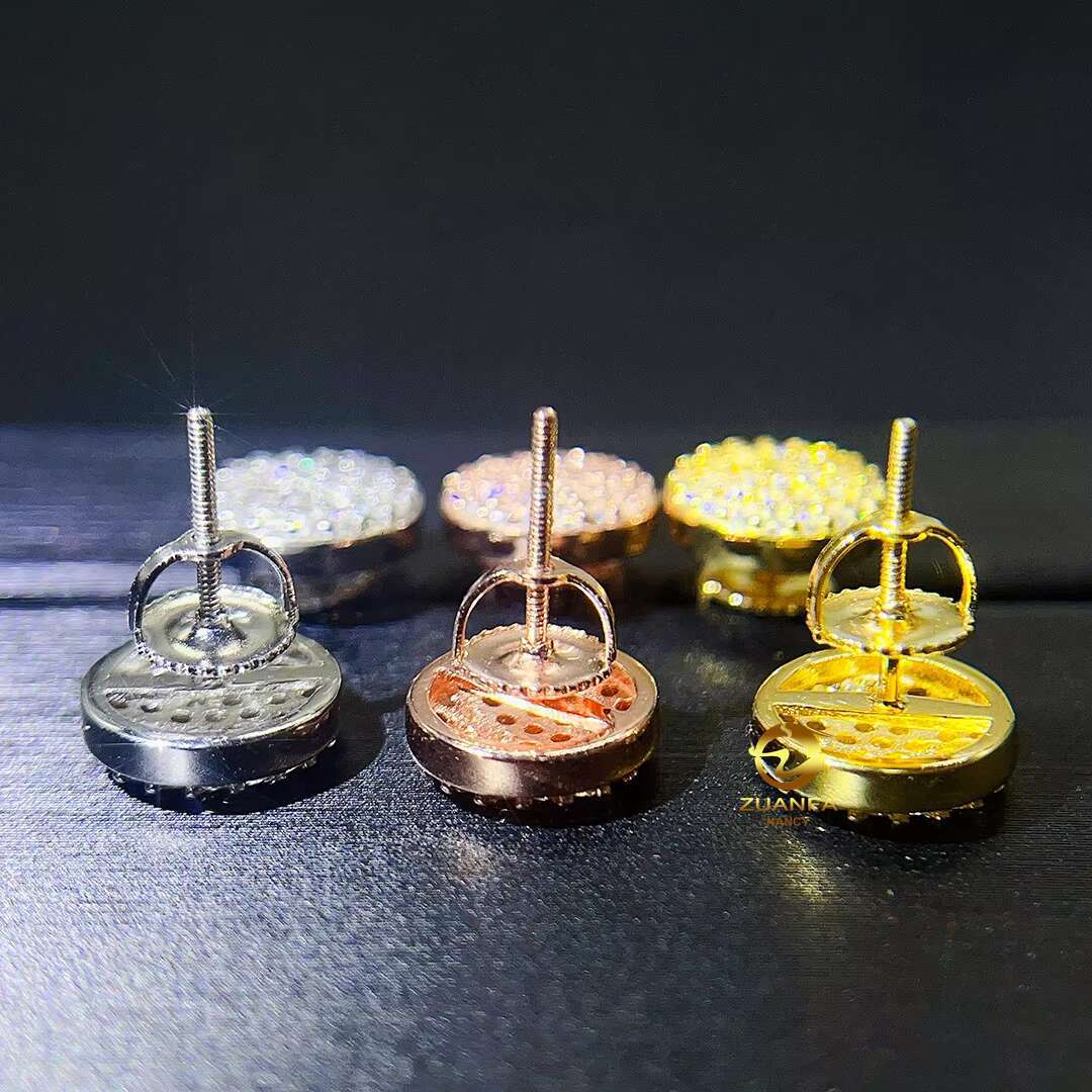 High Quality Hip Hop Jewelry Micro Pave Iced Out Lab Diamond 925 Silver Men Women Moissanite Stud Earring