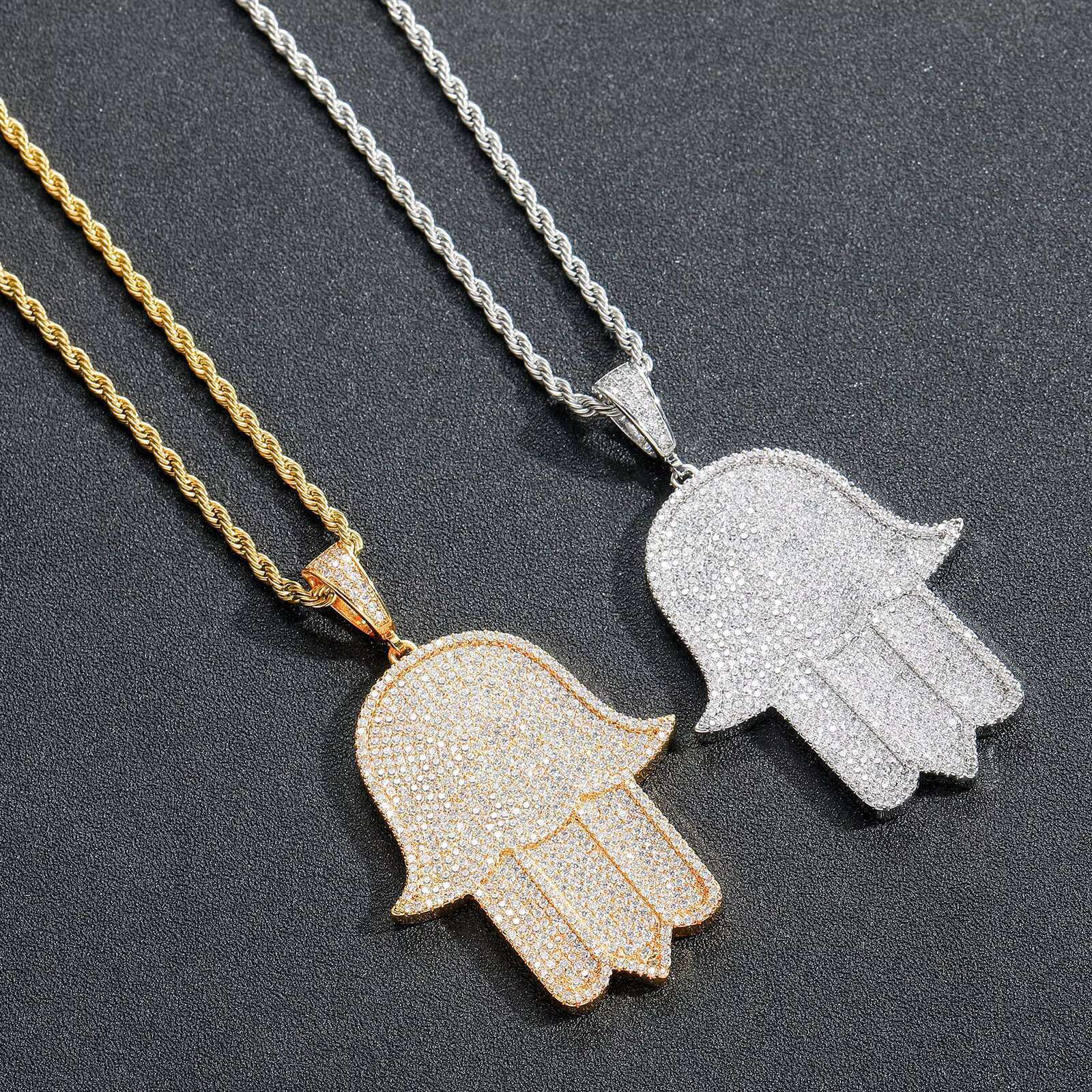 Fashionable pendant hip-hop hand necklace, full of zircon personalized men's and women's accessories