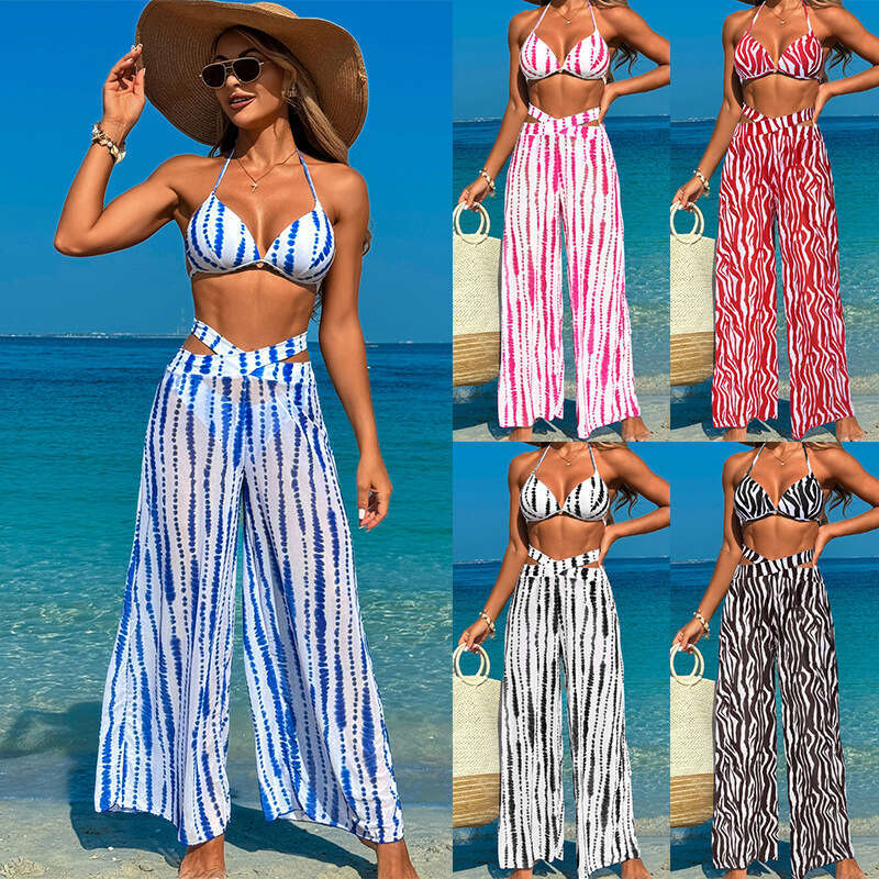 European and American adult women's hot spring three piece set swimwear bikini swimsuit 2025 new style chic elegant clothing
