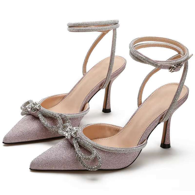 DHGadgets Bridal Shoes Women's Crystal Red Tie High Heels Sandals 2024