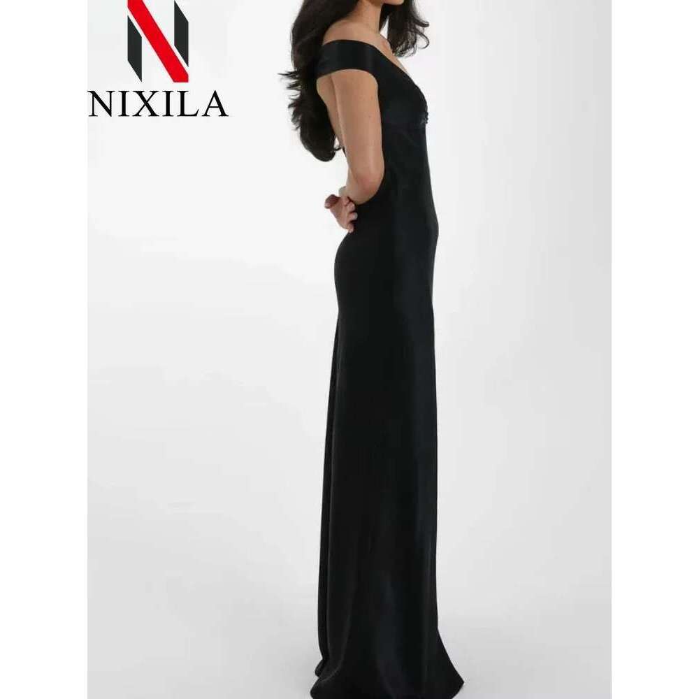 New Summer Satin Bow Backless Sexy Maxi for Women Gown Fashion V Neck Sleeveless Club Party Evening Dress Elegant Clothing