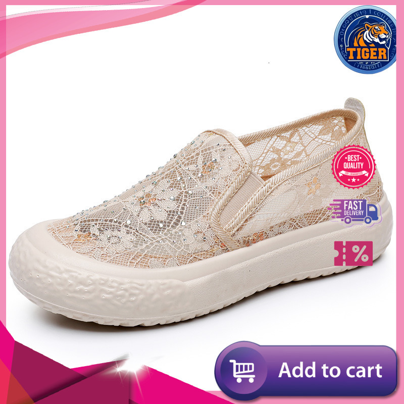 Ddmytiger Thick Soled Fisherman Spring And Summer New Breathable Lace Mesh Singles Lazy One Foot Casual Women S Shoes Trendy Outdoor Shoes