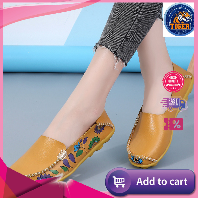Ddmytiger New Printed Bean Flat And Casual Nursing Low Cut Toe Mother S Shoes Plus Size Women For All Seasons Outdoor Shoes