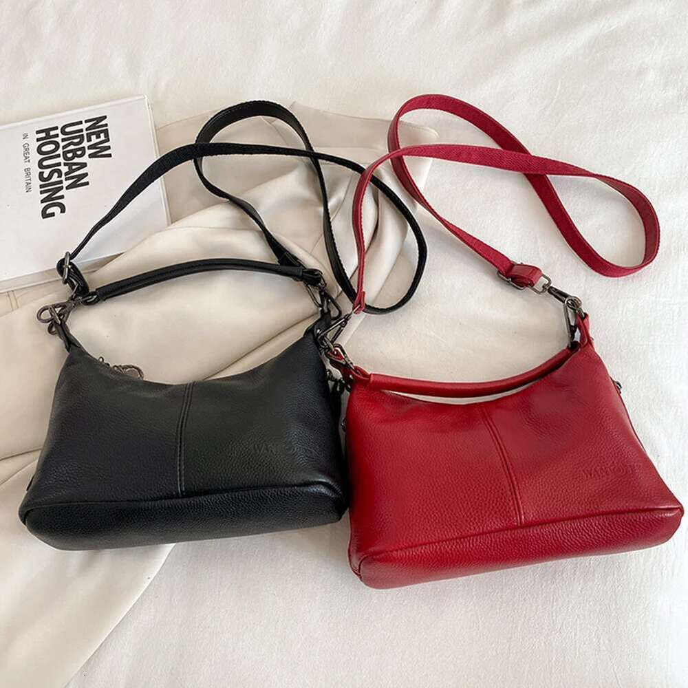 Women Stylish Crossbody Large Capacity Cowhide Casual Satchel Adjustable Strap Vintage Underarm Bag For Outdoor Travel