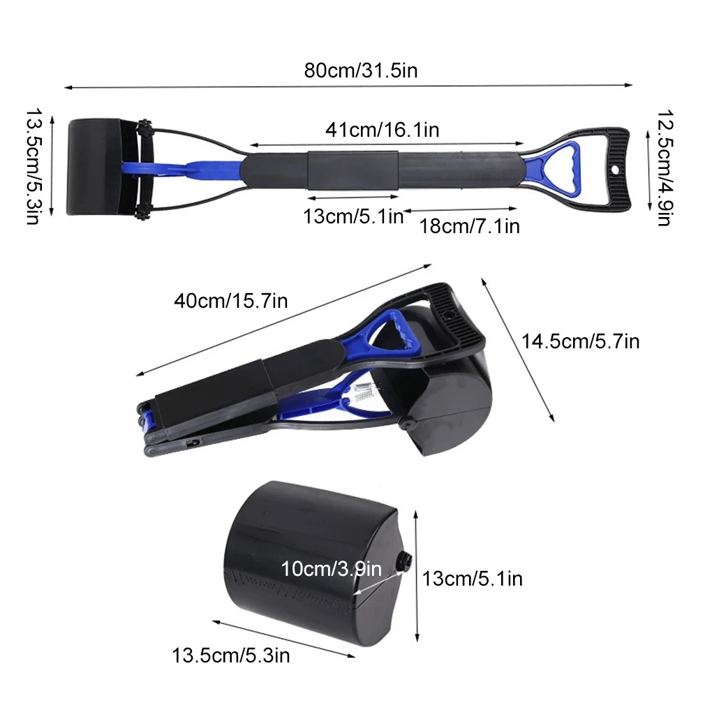 Dog Poop Scooper Pet Long Handle Large Folding Design Fecal Collector Outdoor Dog Poop Grabber Pet Clean Tools