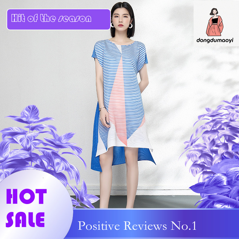 dongdumaoyi Wow/sample/OEM Miyake cake skirt pleated dress women's short sleeved style niche temperament flower