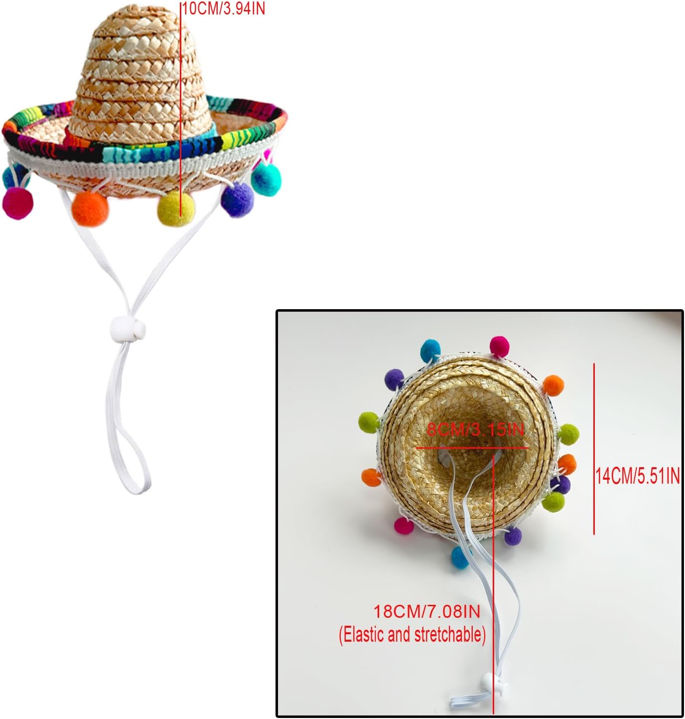 Cat Sombrero Cat Hats Pet Straw Cap Hat for Cats Mini Sombrero for Cat Puppy Small Dog Party/Birthday/Photo