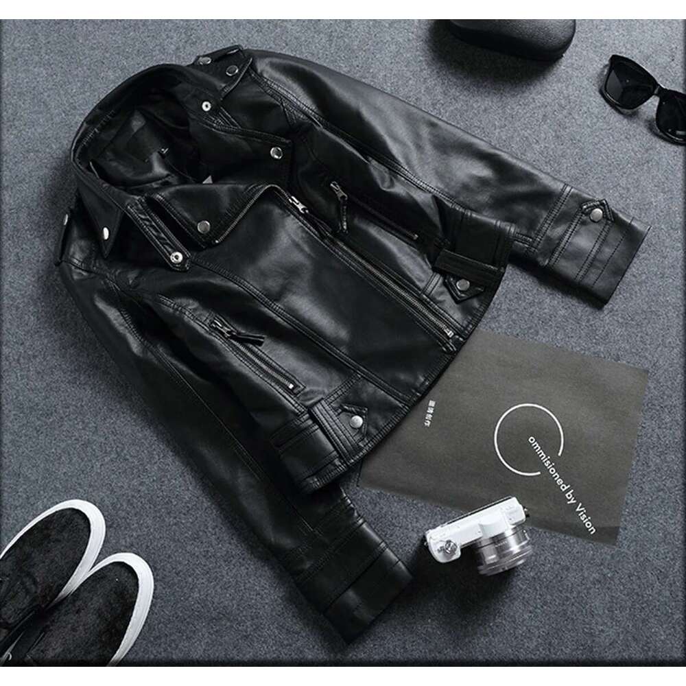Fashion Leather Jacket Women Turn Down Collar Short Coat Zipper Long Sleeve New In Jackets 2024 Chic Streetwear Motorcycle Tops