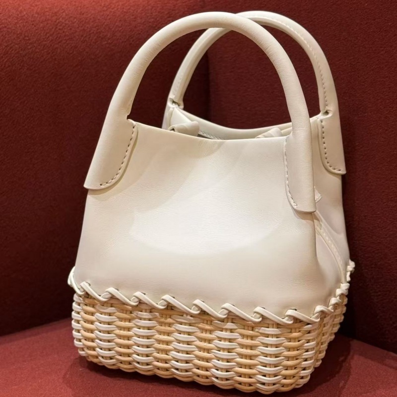 2025S designer spring/summer new L19 rattan white beige cowhide women woven handbag crossbody square box bag Free Shipping