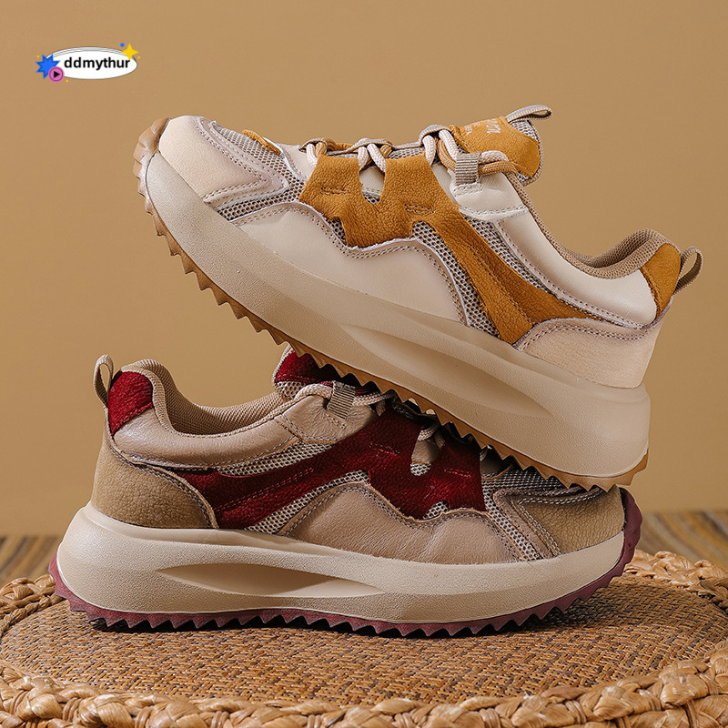 Casual shoes for women in the spring and summer of 2025, versatile, thick soled, height increasing mesh, breathable sports running shoes, trendy ddmyt