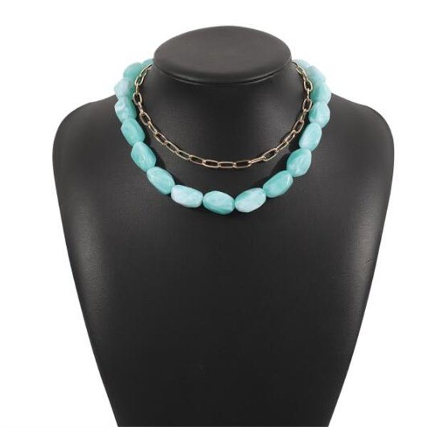 Colorful Stone Beaded Necklace Summer Personalized Fashion Stackable Women's Clavicle Necklace Holiday Banquet Jewelry Gift