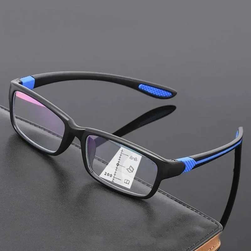 Mens Vintage Ultralight Multifocal Glasses Unisex Women Anti-blue Progressive Reading Glasses Fashion Near Far Eyewear 0 To +4.0 W250513