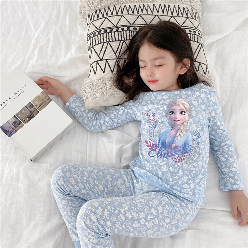 DISNEY Frozen Elsa princess kids designer clothes Children's pajamas girls' spring and autumn sleeping dress summer pajamas children's 