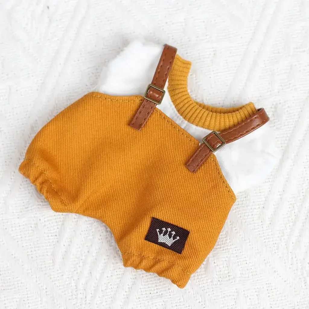 17cm Mini Plush DollS Clothes Outfit Accessories For Korea Kpop Exo Labubu Idol overalls pants set Macaron doll Clothing GiftT250513