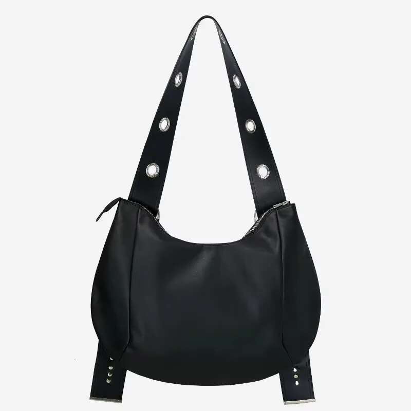 Bella Wide Strap Hobo Korean Brand Moto Styling Punk Belt Buckle Rivet Shoulder Large Capacity Designer Cross Bag
