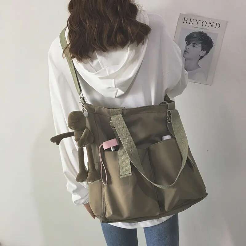 Waterproof Capacity Canvas Female Messenger Korean Student Haruku Japanese One-Shoulder Large Tote Bag