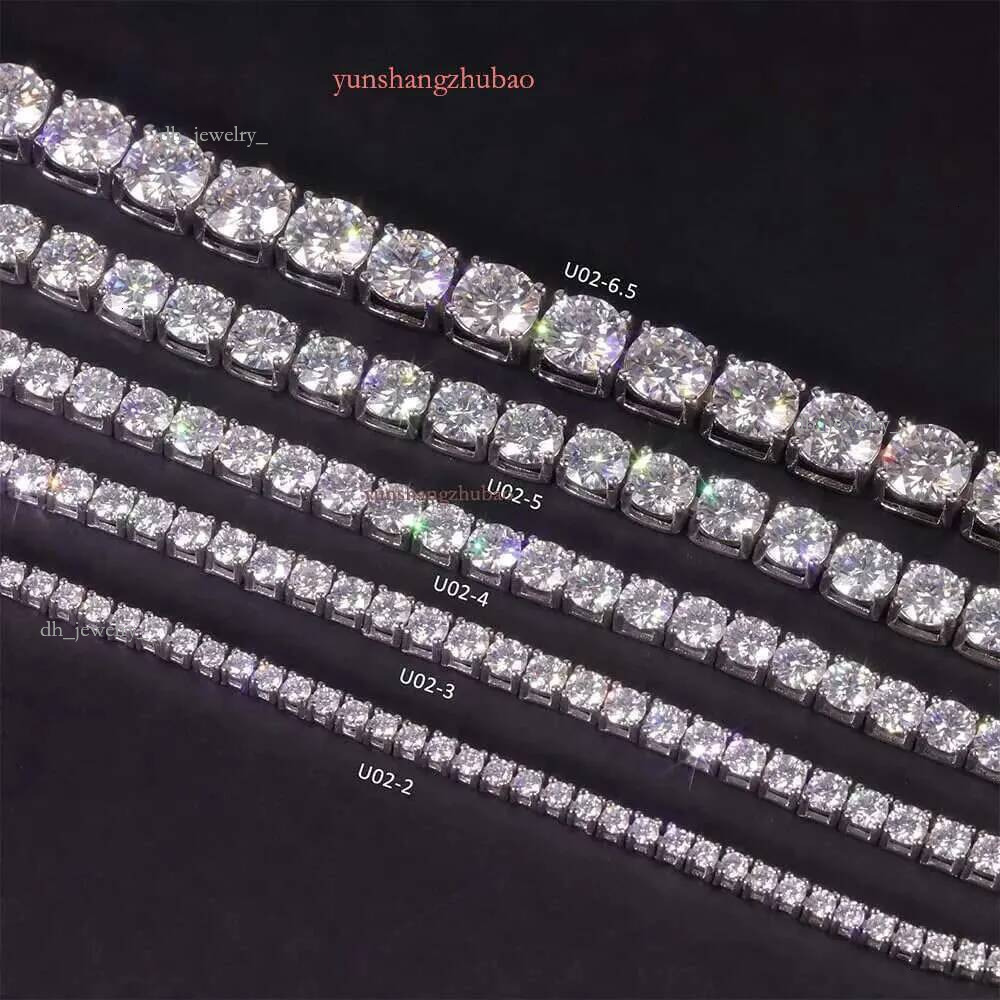 Jewelry designer hip hop necklace 2mm 3mm 4mm 5mm ice dia sterg sier Moissanite tennis bracelet