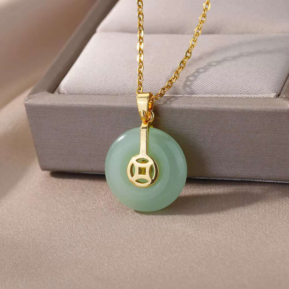 Fashionable women's and men's gold-plated fashion circle jewelry pendant necklace
