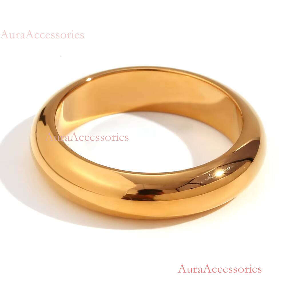 Minimalist Jewelry Thick Tarnish Free Gold Plated Stainless Steel Simple Rings