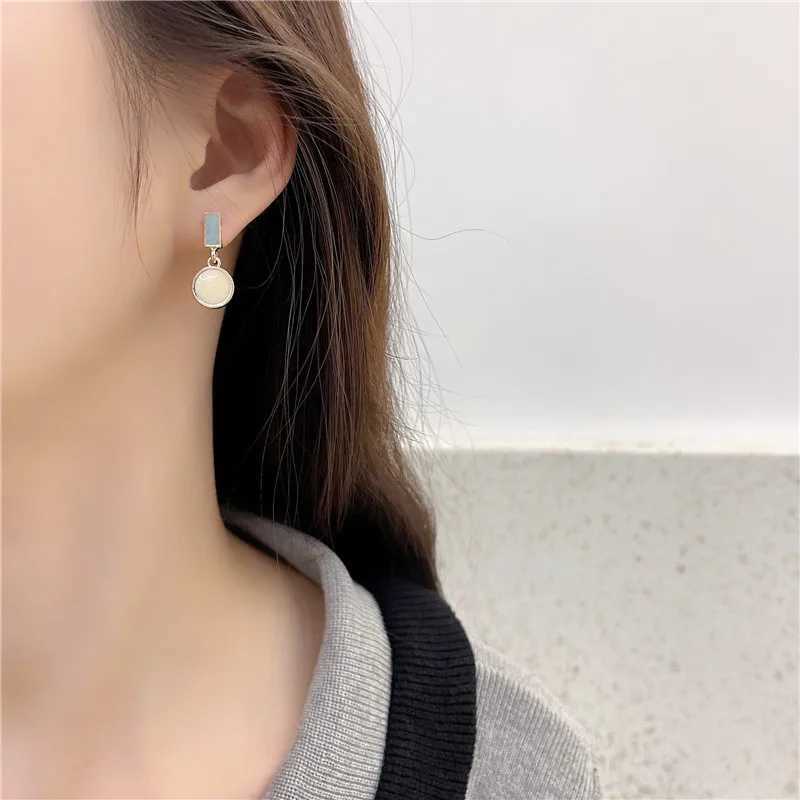 Korean Round Square Enamel Pendant Earring New Temperament Simple Contrast Color Earrings Lovely Jewelry Wholesale Gift Y250510
