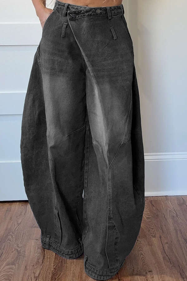 new vintage washed reversed waist women's jeans