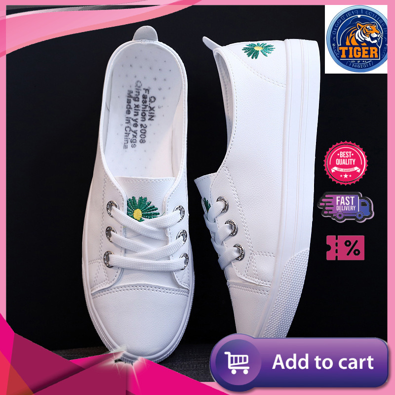 Ddmytiger New Spring And Autumn Leather Surface Lightweight Women S Versatile Casual Board One Step Flat White Shoes Trendy Outdoor Shoes