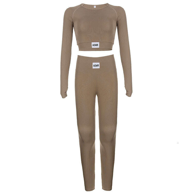 S266 Fashion Casual Women's Basic Solid Color Zhangzi Splice Sports Yoga Comfortable Fitness Suit Set B5