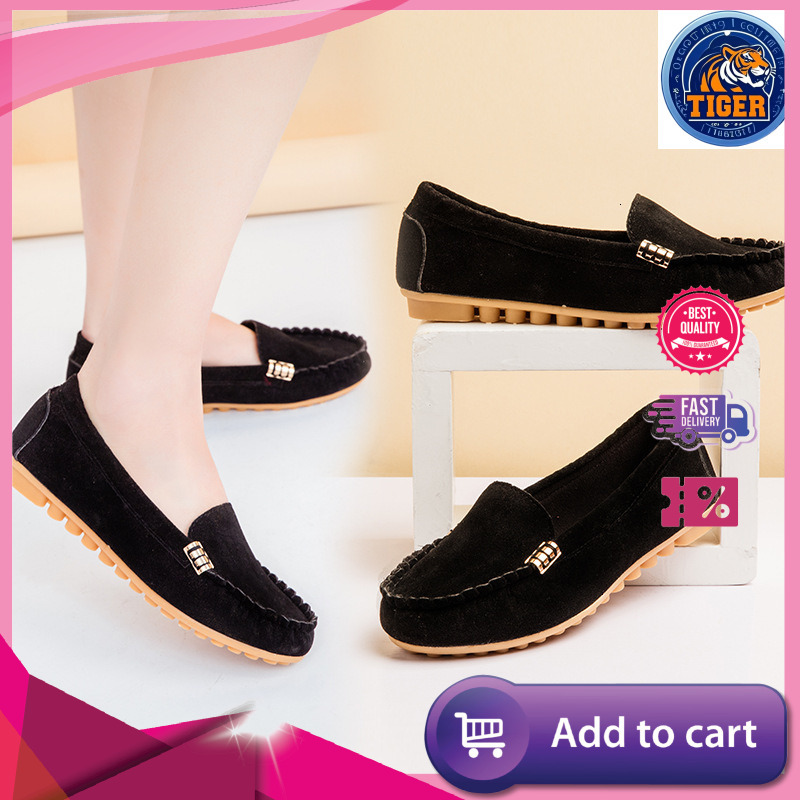 Ddmytiger Autumn Shallow Mouth Bean Flat Single One Foot Lazy Large Women S Shoes Outdoor Shoes