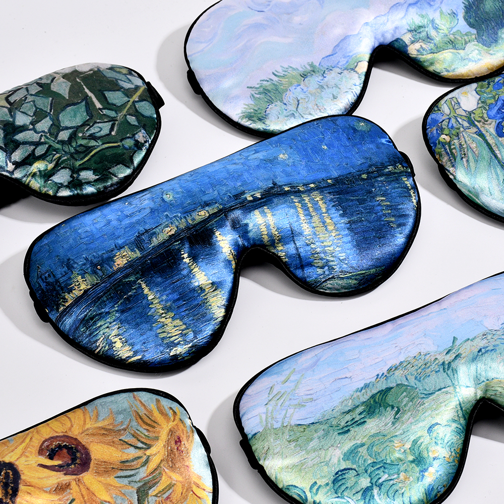 Retro Style Printed Eye Covers by Van Gogh Collection: Comfortable Unisex Traveling Sleeping Face Shield