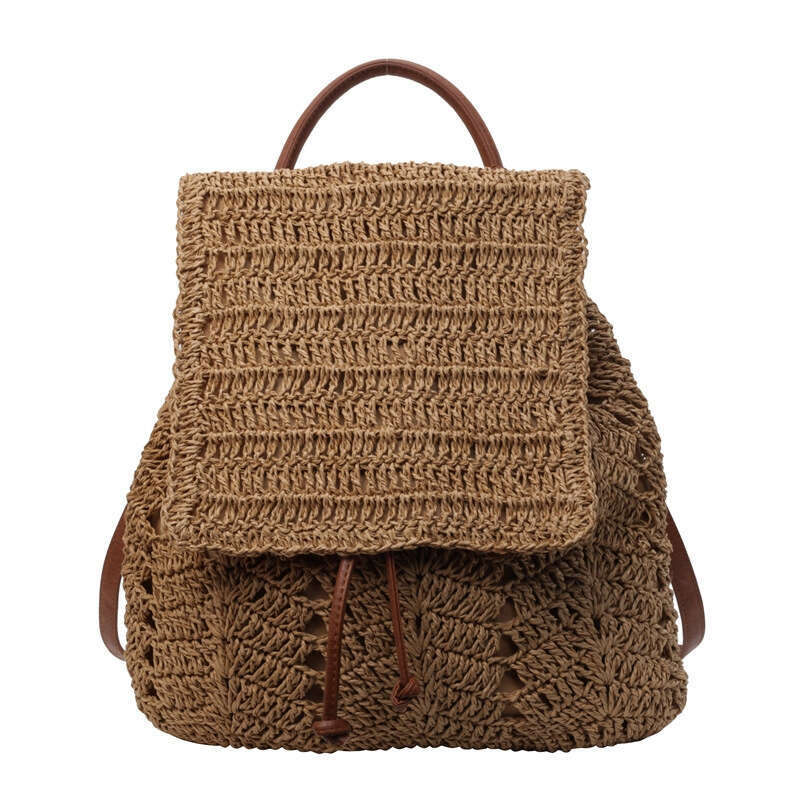 Internet celebrity for women 2025 new stylish popular backpack with large capacity commuting grass woven big bag