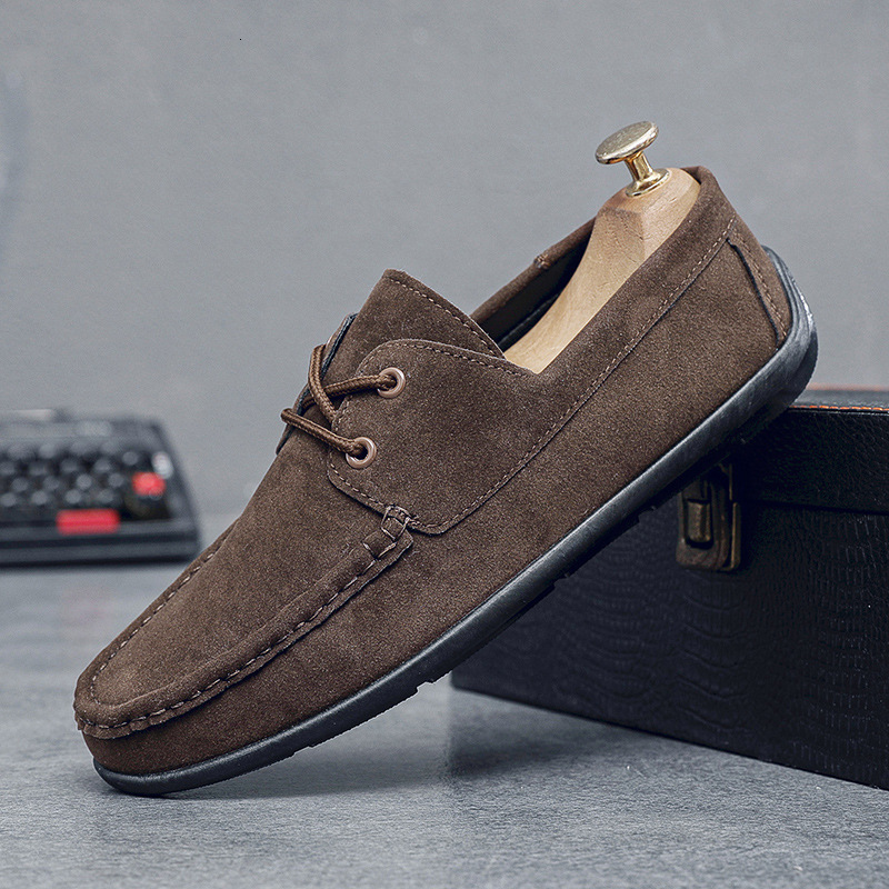New Bean Matte Leather Casual Versatile Men S Korean Edition Youth Trend Driving Casual Shoes Anti Slip Lazy Shoes Ddmysaturn