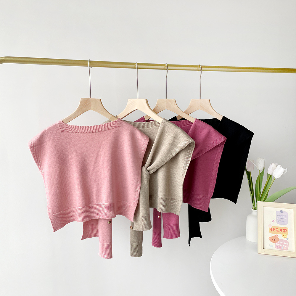 K706 Fashion knitted shawl Korean style ladies spring and autumn new style outer wear solid color shawl versatile wool knitted shawl wholesale