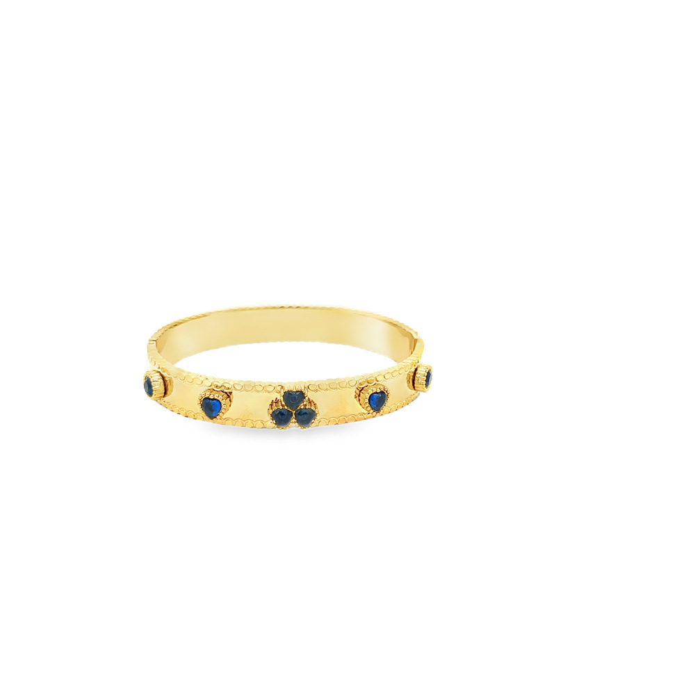 New Fashionable Simple Titanium Steel 18K Gold Waterproof Colorful Zircon Bracelet for Women, Color Retention and Versatile