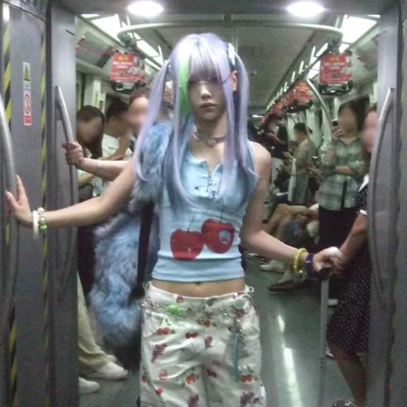 Karrram Japanese Y2k Tank Top Vintage Harajuku Ribbbed Top Trashy 2000s Zipper Tanktop Grunge Aesthetics Crop Top American Retro M250513