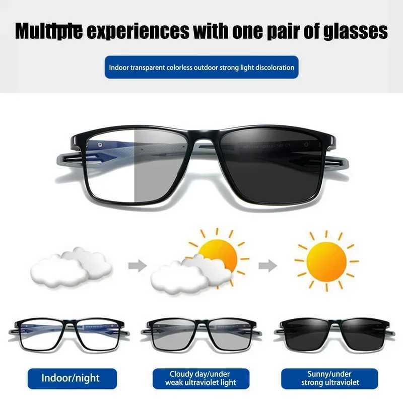 Photochromic Sports Myopia Glasses Fashion Trend Anti-blue Light Near Sight Glasses Outdoor Anti-collision Sunscreen Glasses W250513