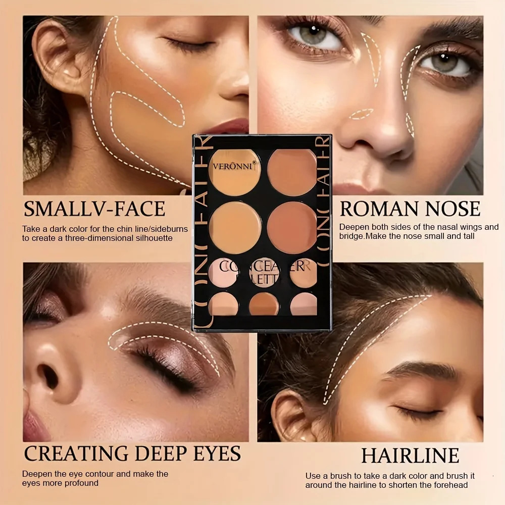 2pcs Concealer Palette with Brush Set Silky Texture High-Coverage Concealer Face Contour Palette Set 250512