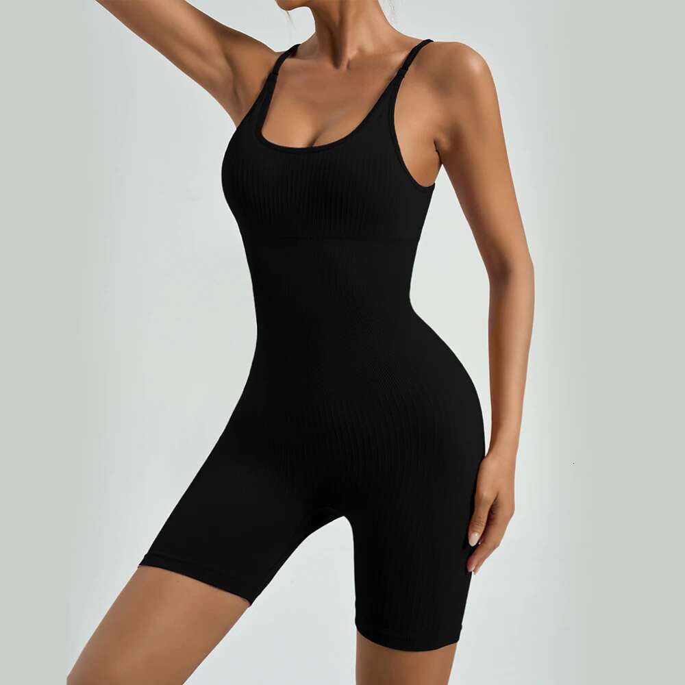 Fiess Jumpsuit Women Shoulder strap Cross Adjustable Sports Playsuit Running One Piece Yoga Suit Shorts Backless Set Romper
