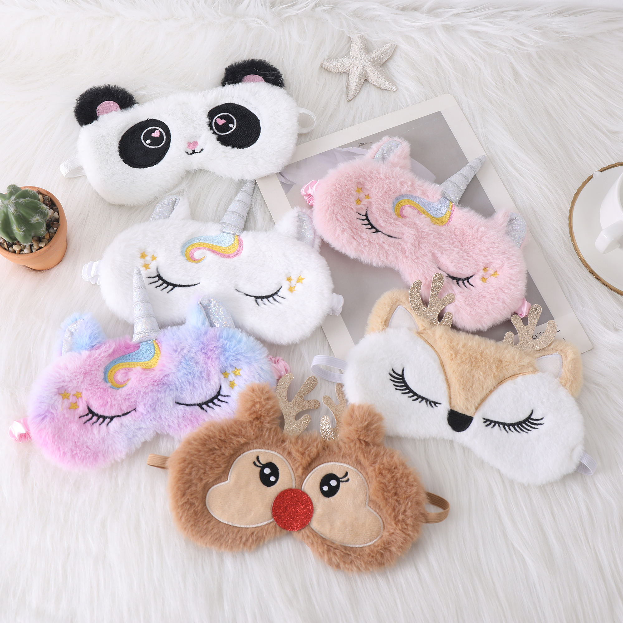 Unicorn Ear Light Blocking Sleep Eye Mask In Stock Christmas Cute Plush Style