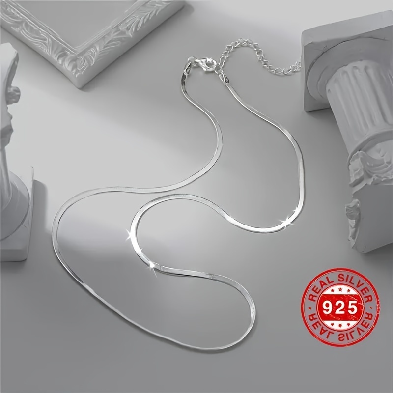 Hypoallergenic Luxury Accessory: Sterling Silver S925 Herringbone Style Chain Necklace