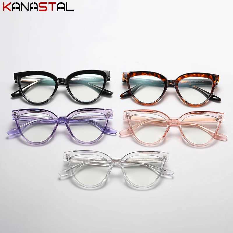Women Blue Light Blocking Glasses CR39 Optic Lenses Prescription Myopia Reading Eyewear Computer TR90 Cat Eye Eyeglasses Frame W250513