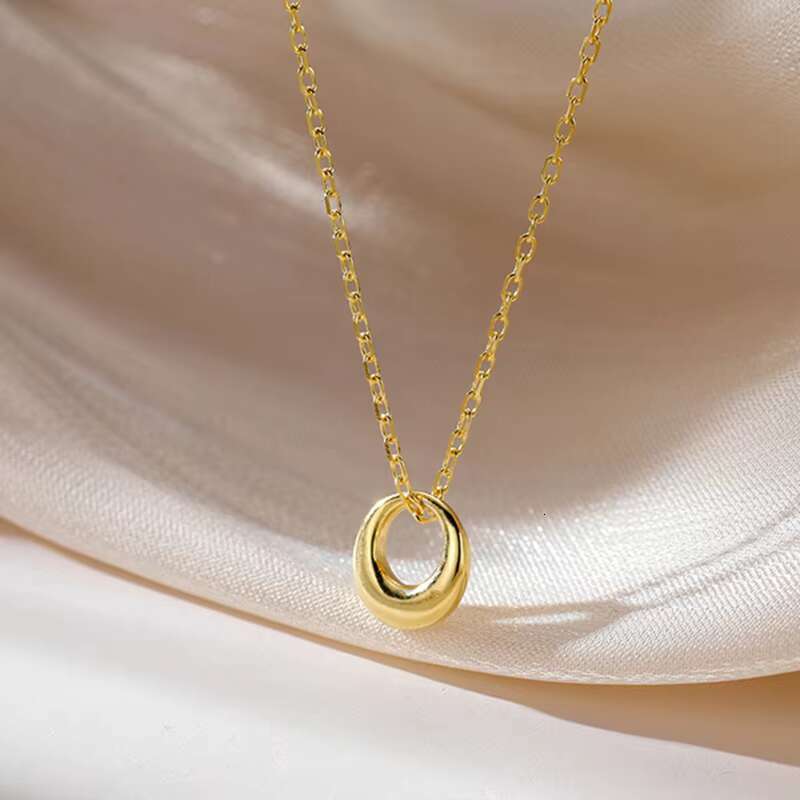 Pure sier fashion circle hollow pendant simple and luxurious necklace, women's Haino 975
