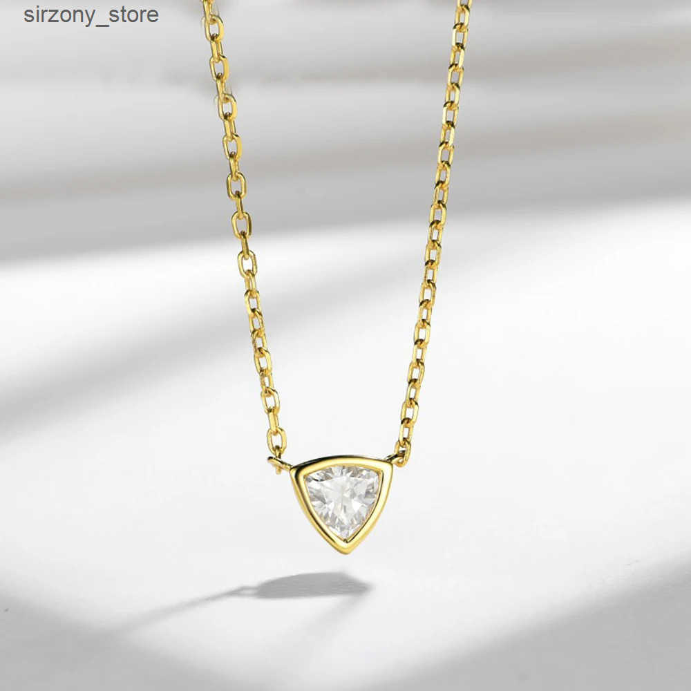 Serenity 0.5ct D Color Moissanite Diamond Necklace for Women S925 Sterling Silver Triangle Pendant Neck Chain Anniversary Gift z250513ZBMP