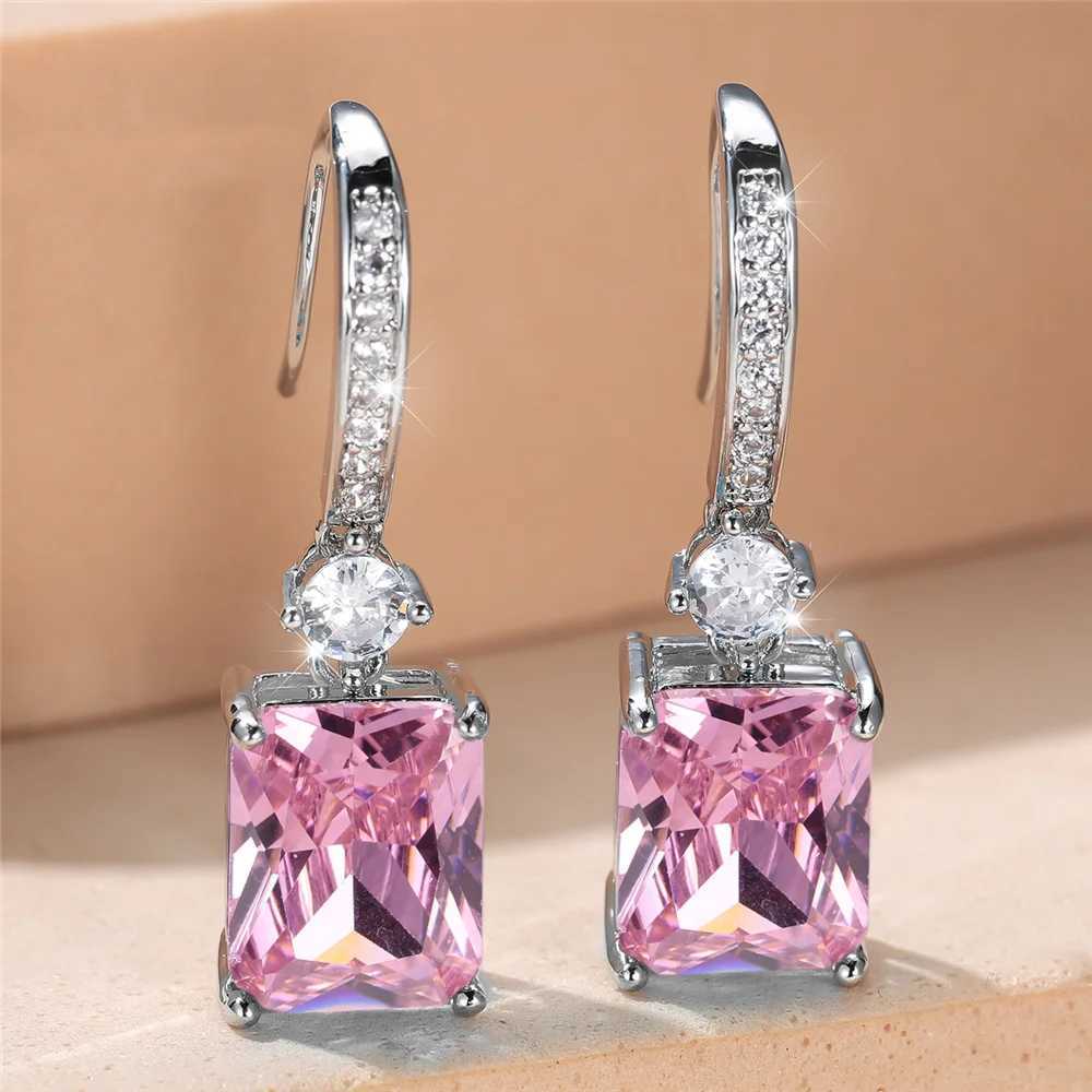 Charm Female Water Blue Crystal Stone Drop Earrings Silver Color Cute Trendy Bridal Wedding Jewelry For Women Y250510