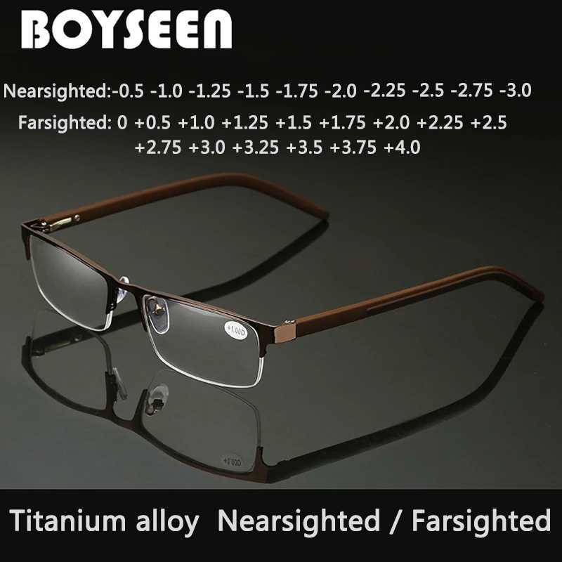 BOYSEEN Titanium Alloy Reading Glasses +0.5 To +4.0 Non Spherical 12 Layer Coated Lenses Business Nearsighted Glasses 0 To -3.0 W250513
