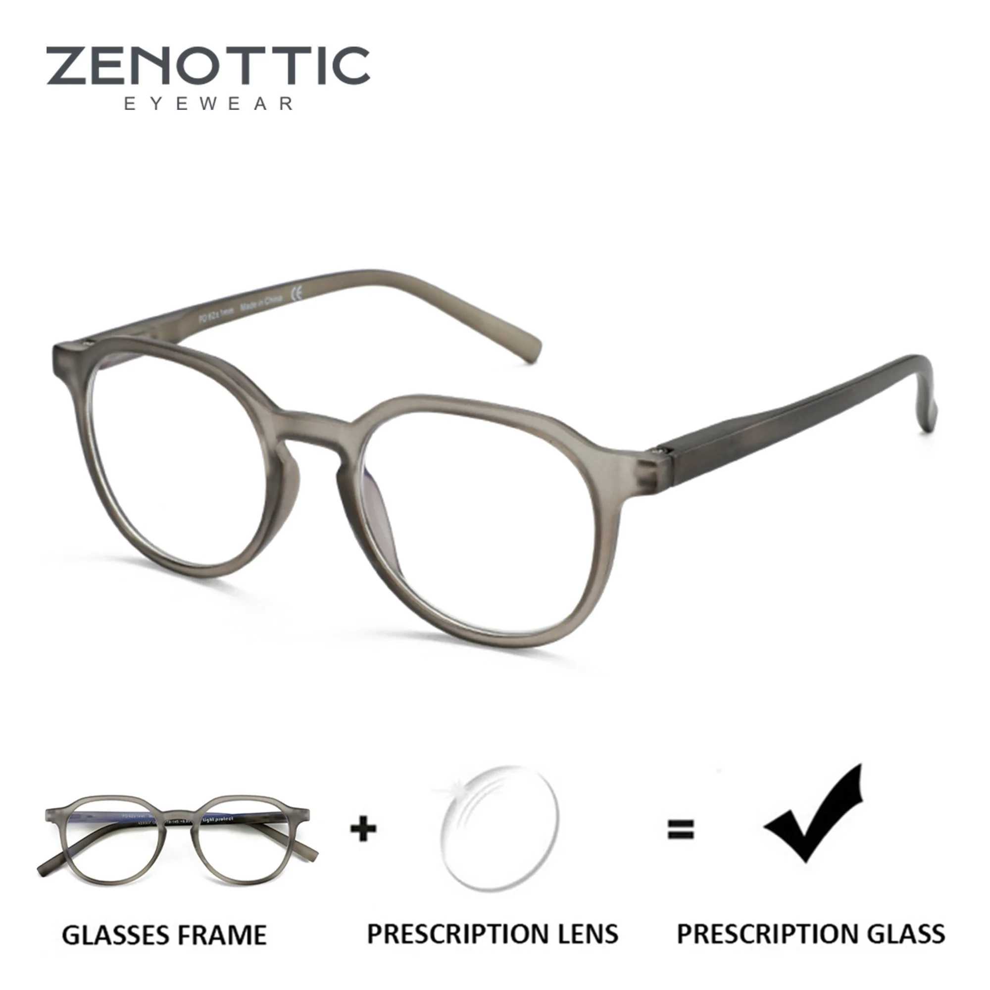 ZENOTTIC Fashion Round Prescription Glasses Men Circular Myopia Eyewear Women Hyperopia/Progressive Optical Eyeglasses W250513