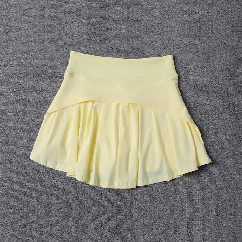 2025 Summer New Anti glare Pleated Women's Ice Sports Short Skirt High Waist Elastic Large A-line Half skirt