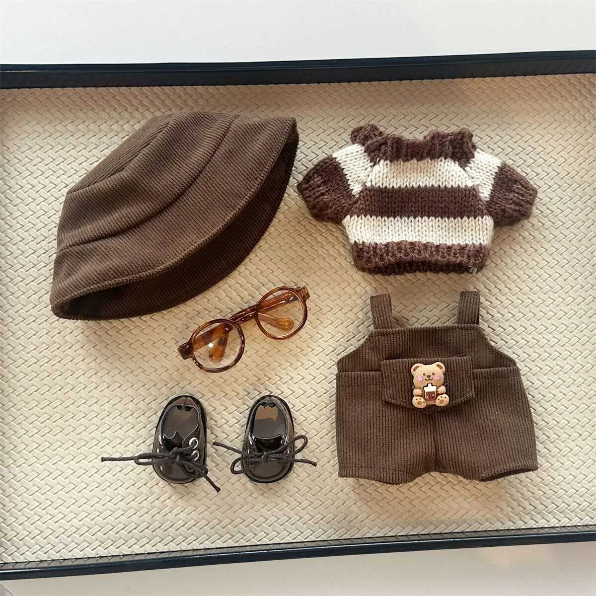 17cm doll clothes Labubu doll clothes casual versatile sweater fisherman hat overalls changing clothesT250513