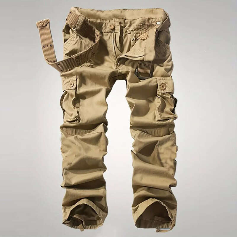 Three dimensional pocket work for men with multiple pockets, loose and durable casual outdoor long pants, large size straight leg sports pants