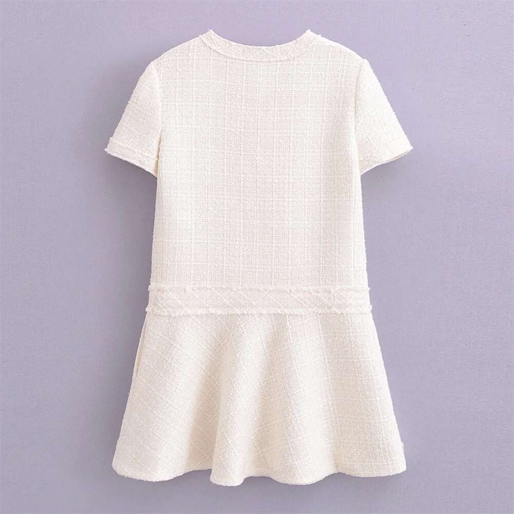 Taop&Za Spring New Product Women's Fashion Casual Round Neck Sleeve Textured Short Dress
